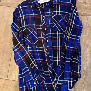 Gypsy Warrior Blue and Red Plaid Button-Down Shirt